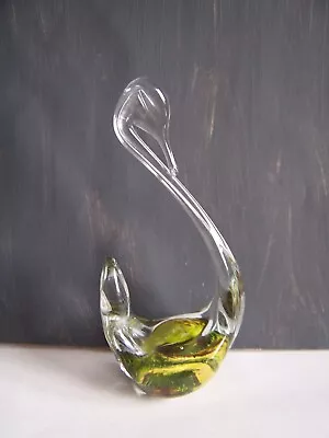 Buy Alum Bay Isle Of Wight Art Glass Green Swan Paperweight / Ornament With Label • 10£