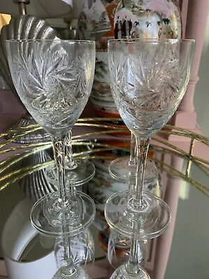 Buy Pinwheel Star Brilliant Cut Crystal Wine Glasses X4 • 15.99£