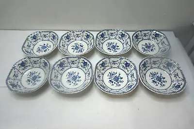 Buy JOHNSON BROTHERS INDIES SQUARE CEREAL BOWLS SET OF 8 6in BLUE WHITE IRONSTONE • 77.20£