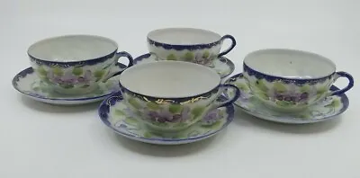 Buy Hand Painted Antique Fine Porcelian China Teacup & Saucer Set Of 4 Marked EUC  • 178.30£