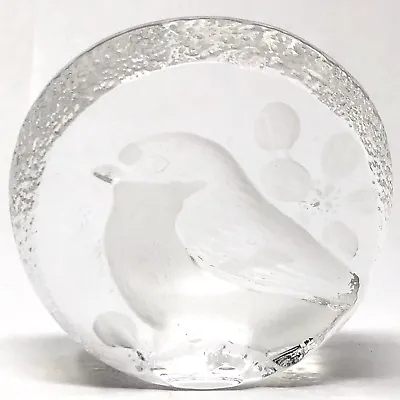 Buy Vtg Glass Crystal ROBIN BIRD Art Glass Paperweight Etched Artist Signature • 24.90£