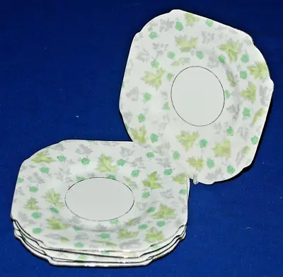 Buy Vintage Set 6 Grafton China Green Floral Chintz Side Plates. 16cms In Width. • 8.99£