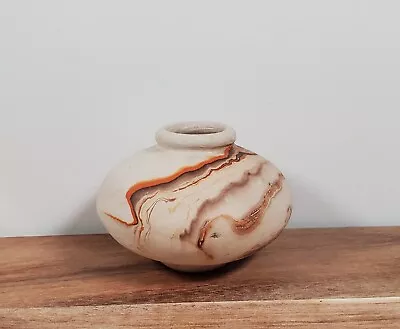 Buy Vtg Nemadji Pottery Vase, Signed Orange Brown Swirl Design 2in. • 16.13£