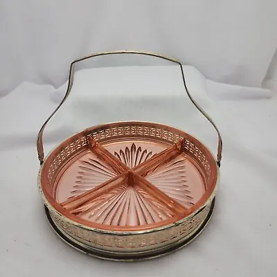 Buy Jeannette Glass Co 3 Round Divided Bowl Dish Metal Holder Depression 1934 • 17.12£