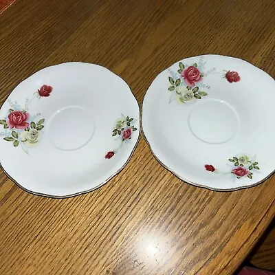 Buy Set Of 2 Vintage Porcelain Saucer Rose Pattern • 11.40£