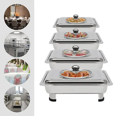 Buy 4PCS Buffet Dish Tray Food Plate Server Food Chafing Dish Serving Tray Stainless • 30£