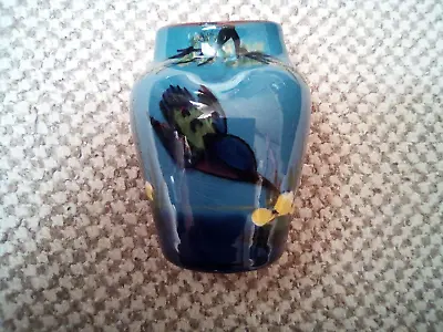 Buy Longpark Pottery Devon  Torquay Ware Pottery Vase  Blue Kingfisher 9.5 Cm • 10£