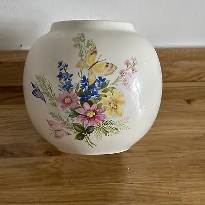 Buy Beautiful Vintage Melba Ware Round  Vase Pot Yellow/pink Flowers, Butterflies • 4£