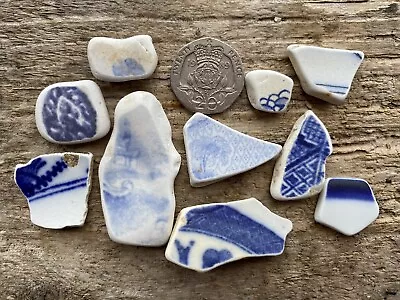 Buy Scottish Sea Pottery Pieces. Ten Pieces. Blue. 6.4.5 • 4.50£