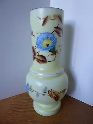 Buy Antique Victorian Milk Art Glass Vase Hand Painted • 10£