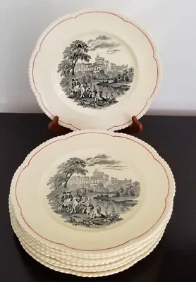 Buy 9 Antique  Royal Cauldon  “Royal Castles” Windsor Castle Hunting Plates D 9 1/2” • 287.93£