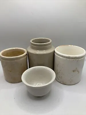 Buy 5 Old Small Ironstone Pots, Stoneware Jars • 20£