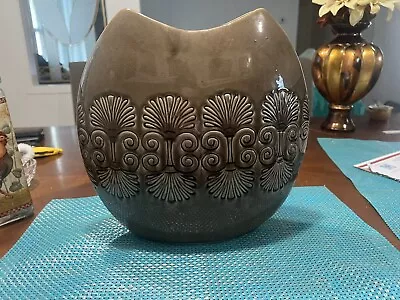 Buy Ceramic Vase With Embossed Design, Handmade Embossed Countertop Vase • 40.13£