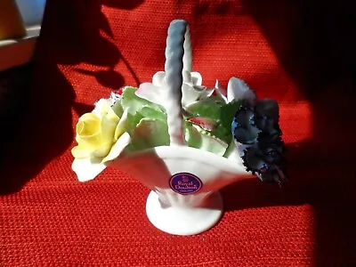 Buy Royal Doulton Flower Figurine Bone China On White Footed Basket England • 12.34£