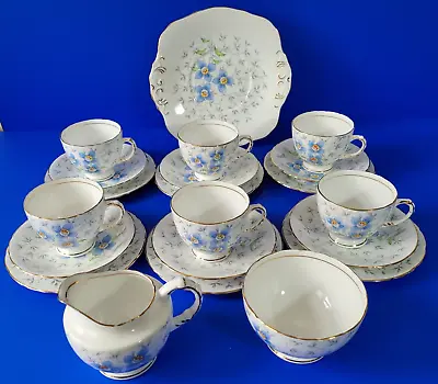 Buy Sutherland H M Bone China  Tea Set. Blue Flowers. 21 Piece • 49£