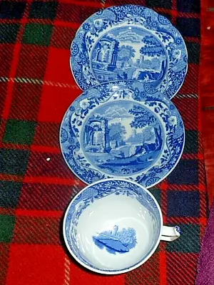 Buy Spode Blue Italian Blue Willow Pattern Breakfast Tea Trio Cup Saucer Plate • 18£