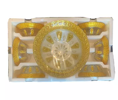 Buy Posh Designed Gold Colour Glass Bowls.1 Big,6 Small.Fruit Salad,soup,side Dishes • 39.99£