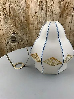 Buy Early To Mid Century Art Deco Glass Table Or Ceiling Lamp Shade & Brass Gallery • 30£
