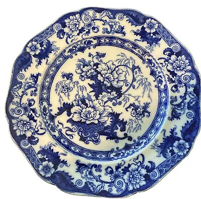 Buy Antique 19th C Royal Cauldon Bentick Blue England Flow Blue Plate • 31.23£