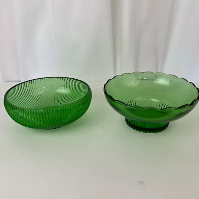Buy Vintage 1950s E.O. Brody Co M2000 Green Glass Bowl/scalloped Edge. Set Of 2 • 20.03£