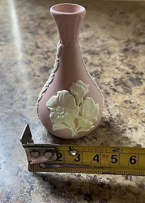 Buy Rare Wedgwood Pink Jasperware Miniature Vase Australian Sturt Desert Rose • 35£
