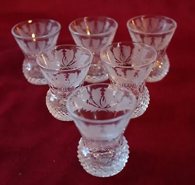 Buy Edinburgh Crystal Thistle Pattern - 6 X Small Tot / Shot Glasses - Signed • 195£