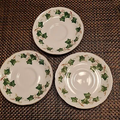 Buy 3 X Vintage Rare Discontinued Colclough Ivy Leaf Tea Saucers With Gold Edging  • 4.99£