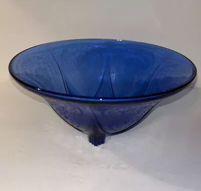 Buy Vintage Hazel Atlas Cobalt Blue Royal Lace 3 Footed 10” Bowl Depression Glass • 30.35£