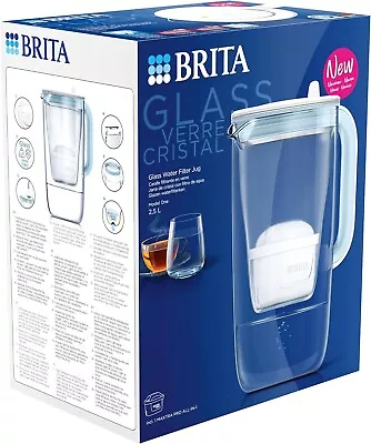 Buy BRITA Glass Jug Water Filter Jug Light Blue 2.5 L Includes 1 Maxtra Pro FreePost • 40.99£