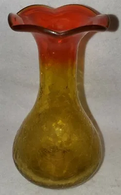 Buy Blenko Crackle Glass Amberina Vase 6 Inch  • 36.10£