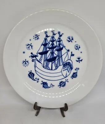 Buy  GAMLE VIC AF PORSGRUND Blue & White Plate 21cm Diameter Rare Boat Ship Norway • 19.99£
