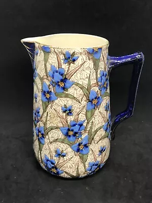 Buy K&G Luneville Pitcher W/ Blue Flowers In Relief  C.1880 Keller & Guerin • 33.70£