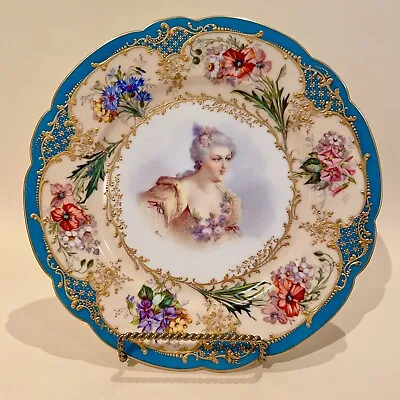 Buy Antiques Sevres Hand Painted & Heavy Gilt Royal Blue Plate France 24.5cm Exc Con • 310.54£