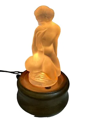 Buy Lalique Crystal “Leda And The Swan”  Figurine On Lighted Stand Signed French • 168.09£