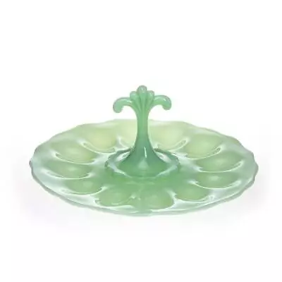 Buy Mosser Glass Egg Glassware Serving Plate Tray 12 Eggs Jadeite Green • 48.45£