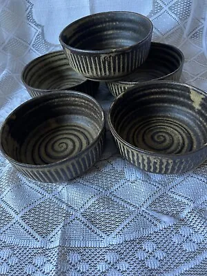 Buy 5 X Tremar Pottery Studio Cornwall Cereal Bowls 5.5cm High Excellent Condition • 19.99£
