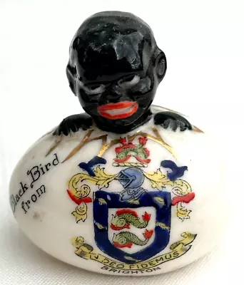 Buy Antique WW1 Crested China   Black Bird From  Brighton Crest • 95£