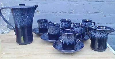 Buy Vintage Kernewek Pottery Fosters Blue Glaze Tea / Coffee Set - Rare • 45£