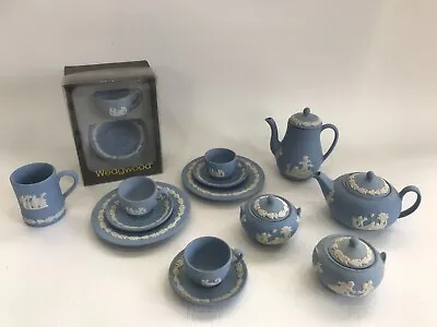Buy Wedgwood Blue Jasperware Miniature Tea/coffee Set Pieces In Excellent Condition • 260£
