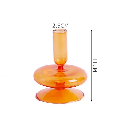 Buy Pink/Orange Glass Candle Holders Mid Century Design Retro Candlestick Stands New • 7.46£