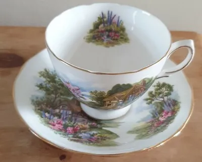 Buy Vintage Royal Vale Bone China   Country Cottage  Tea Cup & Saucer • 10.99£
