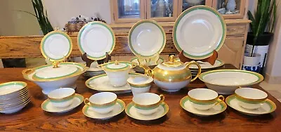 Buy Haviland Limoges Palermo Green Gold Encrusted Dinner Plates Tureen  Cup Saucer! • 1,683.23£