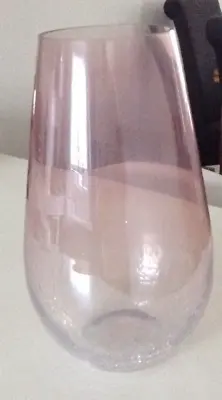 Buy Large Pink Crackle Glass Vase • 6£