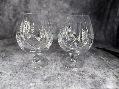 Buy Pair Of Crystal Glass Balloon Brandy Whiskey Glasses Clear Retro S • 9.99£