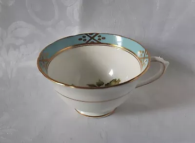 Buy Tuscan China Tea Cup Art Deco Bone China Teacup In White Turquoise And Gold • 22.95£