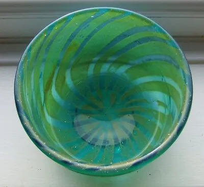 Buy STUNNING Vintage Blue Green Signed Mdina Glass Bowl • 15£