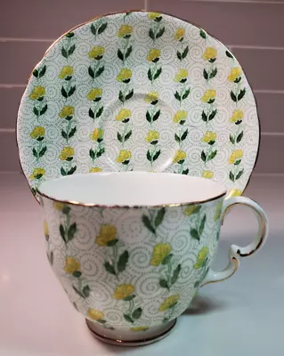 Buy Vintage Adderlley Teacup & Saucer Floral Yellow Flowers Fine Bone China England • 9.38£