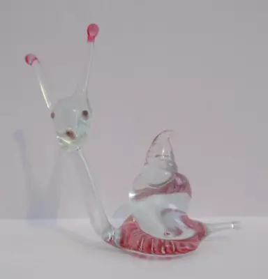 Buy Vintage 1970's Handmade Pink Glass Snail / Glass Animal Ornament • 9.99£
