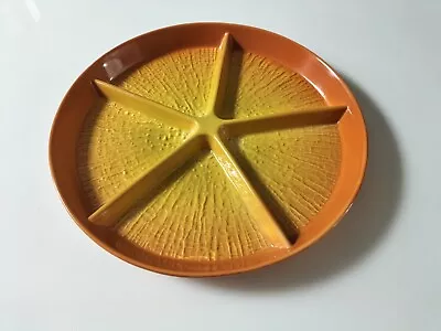 Buy Retro Mcm Carlton Ware Skye Sunglow  Yellow Orange 5 Segment Serving Platter • 12£
