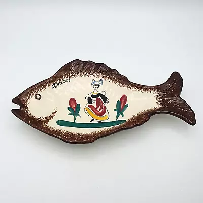 Buy French Breton Faiences Dinan Fish Shaped Dish Or Spoon Rest Decorative 22cm Long • 19.99£